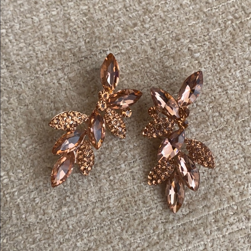 SOLD Rose Gold Gem Stone Earrings - Picture 5 of 11